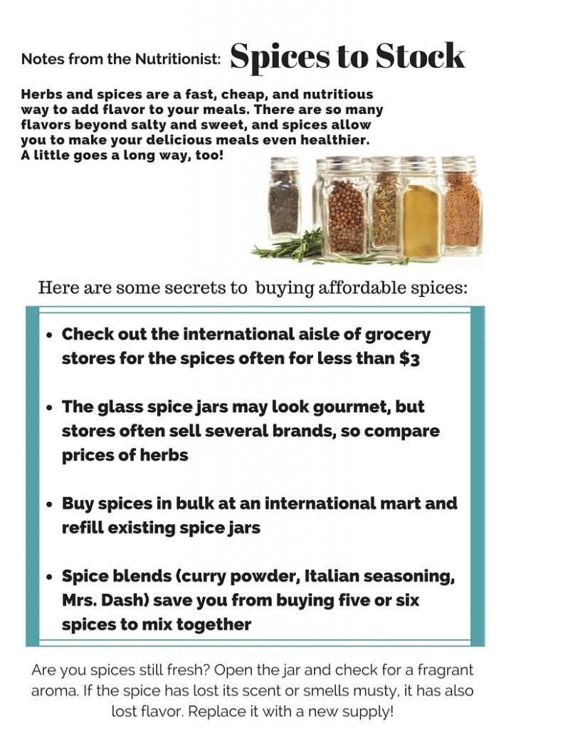 Notes from Nutritionist, Spices to Stock, Part 1