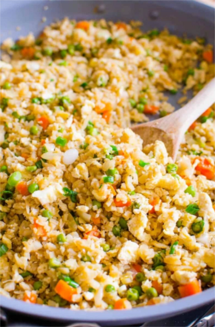 Close up of cauliflower fried rice