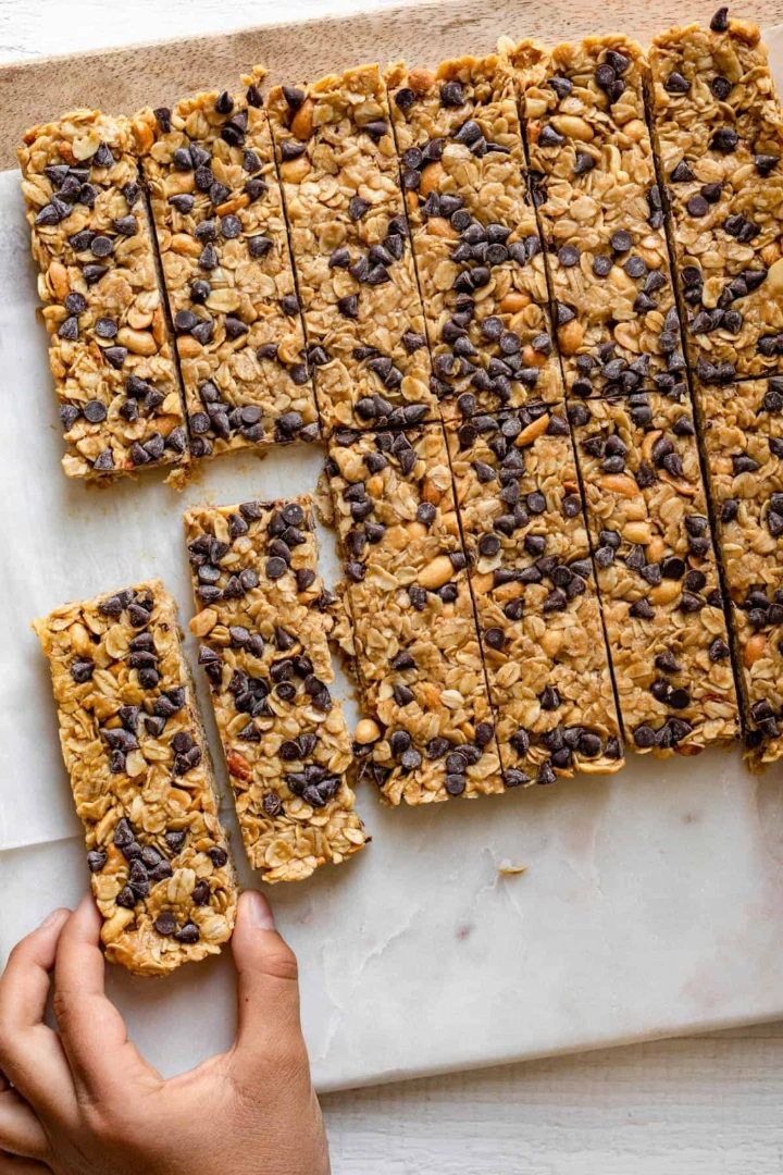Sheet of cut granola bars